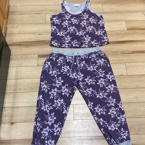 Karen Neuburger Purple Floral Tank Top & Jogger Pajama Set